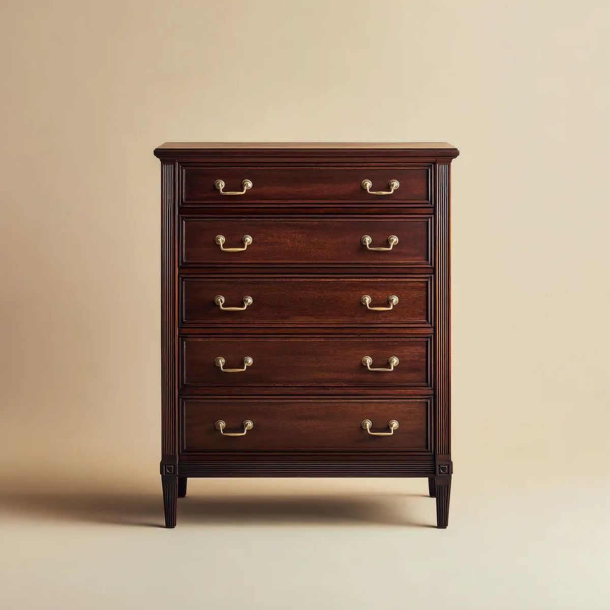 Komoda ciemnobrązowa z płyty MDF, 90 × 45 × 120 cm, 5 szuflad