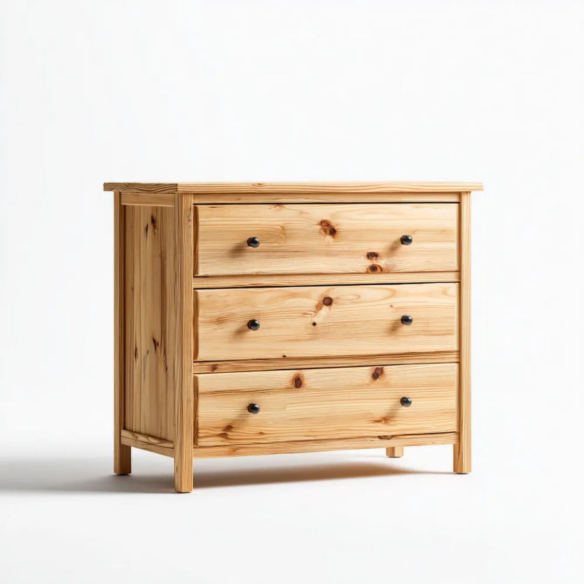 Komoda sosnowa naturalna z 3 szufladami 80 x 40 x 90 cm, jasnobrązowa