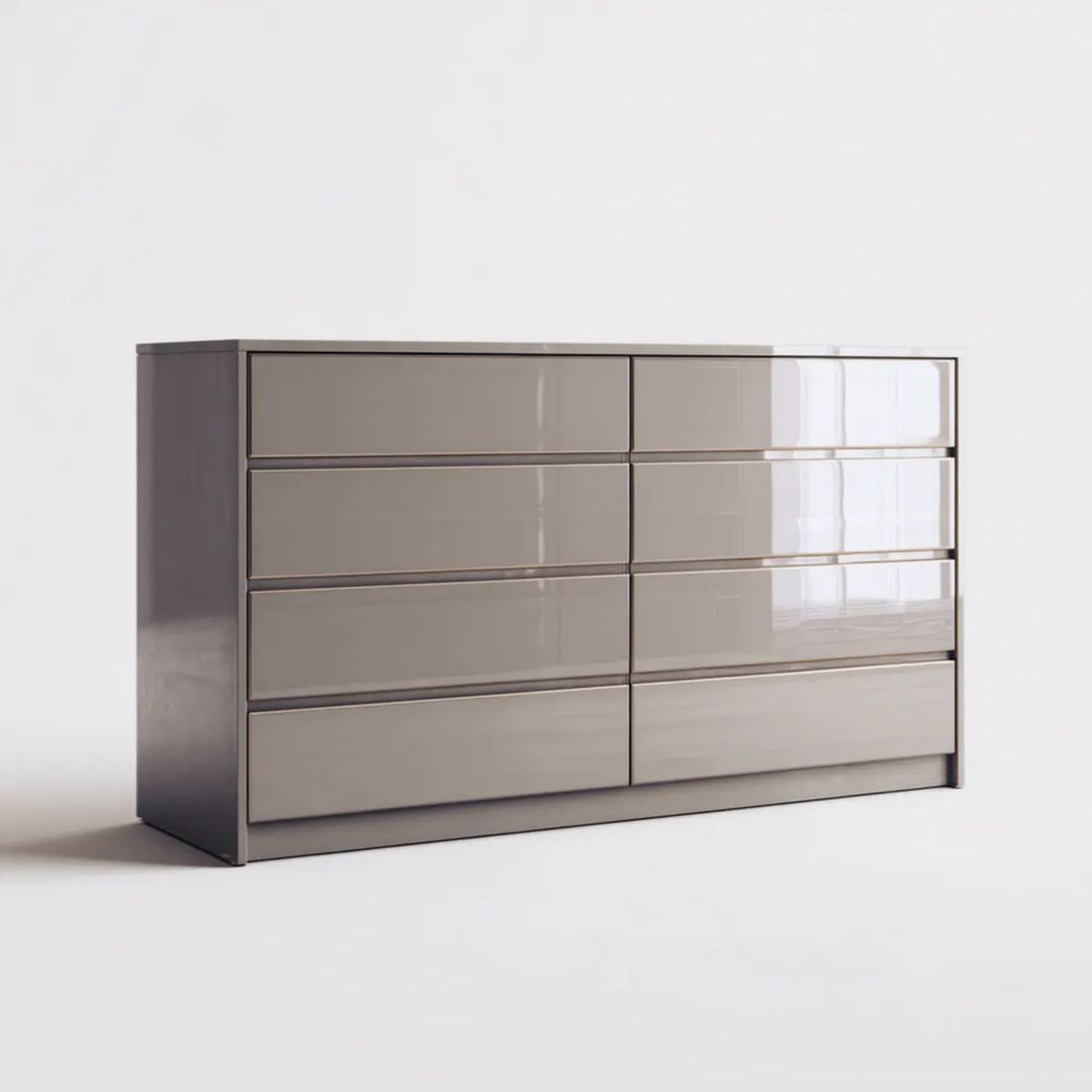 Komoda z 8 szufladami Taupe z lakierowanej płyty MDF, 160 × 45 × 90 cm