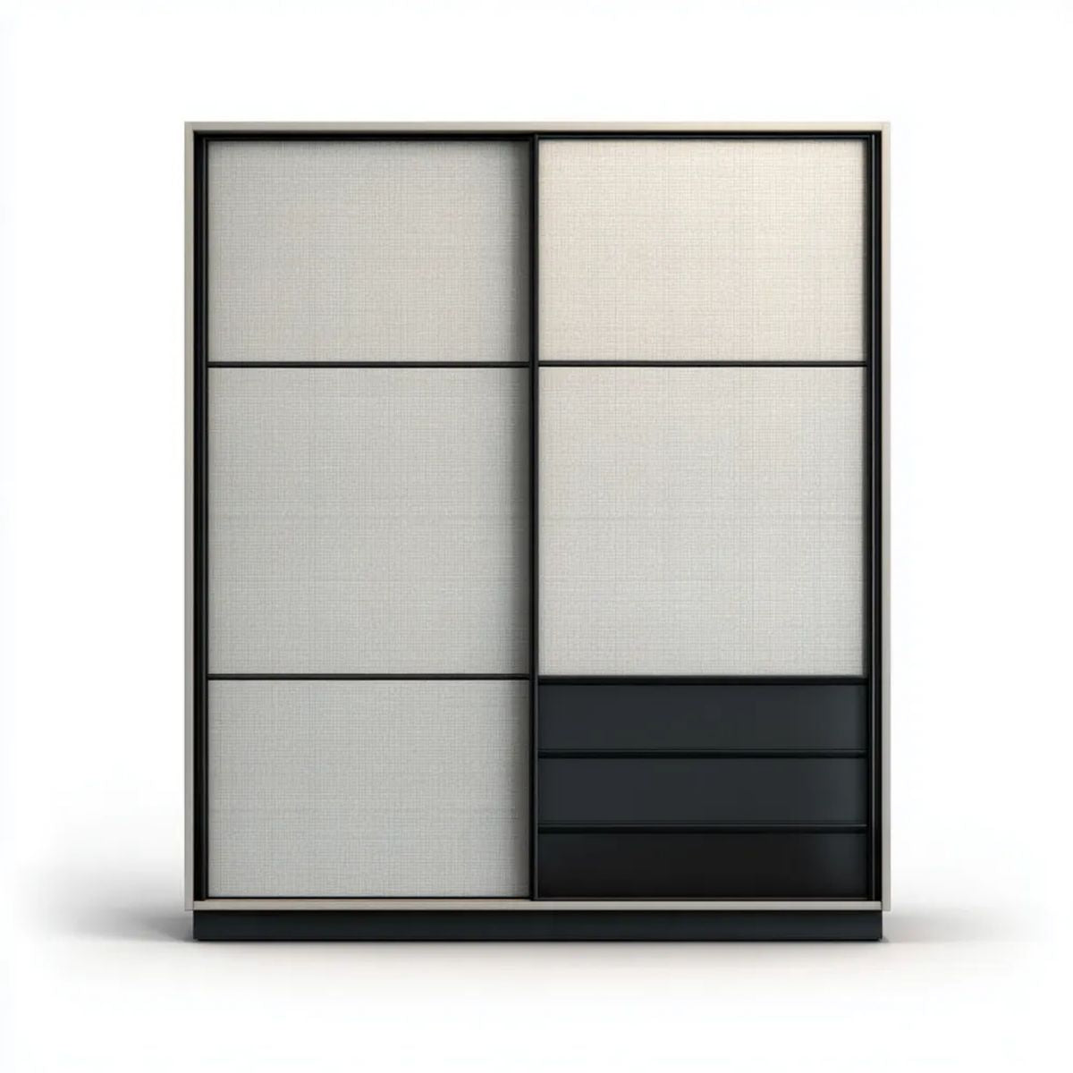 Szafa przesuwna z płyty wiórowej laminowanej 180 × 60 × 200 cm szaro-czarna