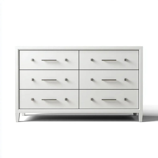 Biała komoda z 6 szufladami z płyty MDF 140 × 45 × 85 cm