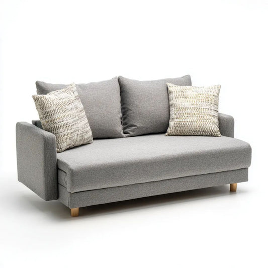 Szara dwuosobowa sofa z tapicerką poliestrową 180 × 90 × 85 cm