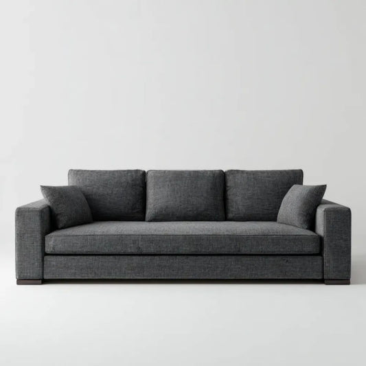 Trzyosobowa sofa tapicerowana z tkaniny, grafitowa, 220 x 90 x 85 cm