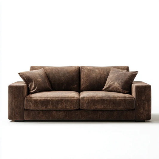 Brązowa sofa dwuosobowa z tapicerką sztruksową z poliestru, 180 x 90 x 85 cm