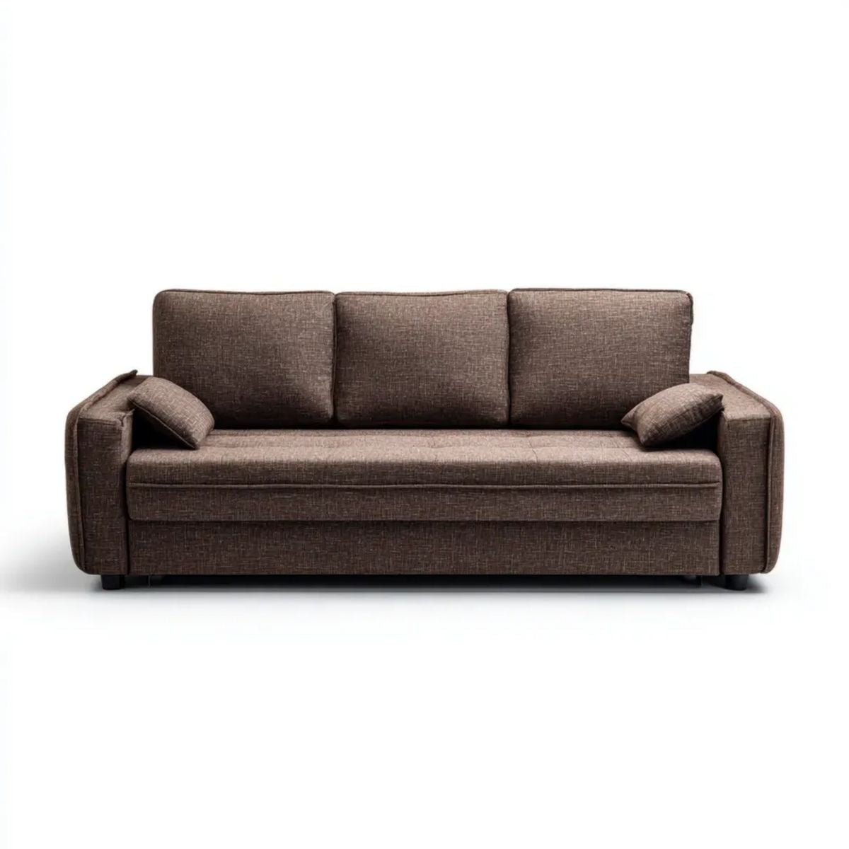 Trzyosobowa sofa brązowa z tapicerką poliestrową 220 × 90 × 85 cm